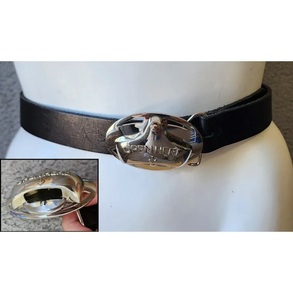Tony Lama Black Size 42 Belt With Bottle Opener 